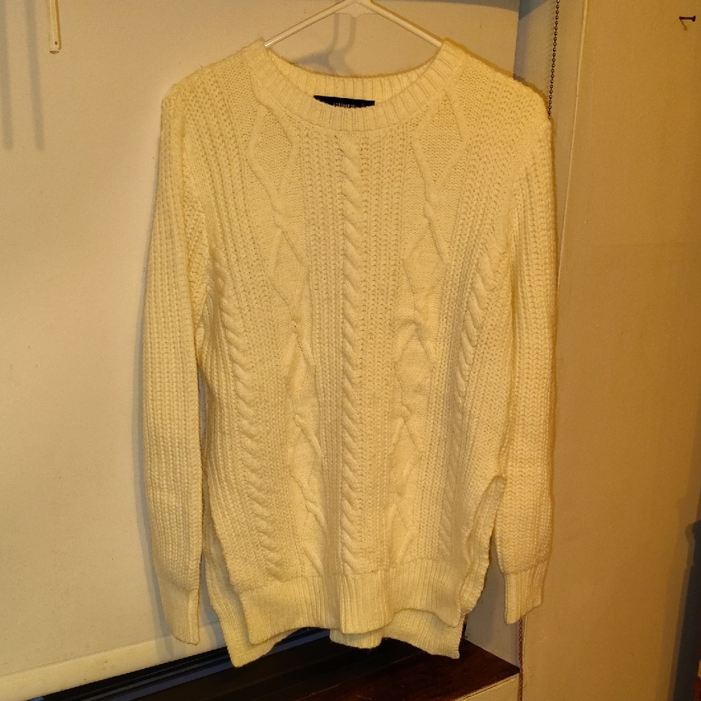 Forever 21 Cream Cable Knit Sweater